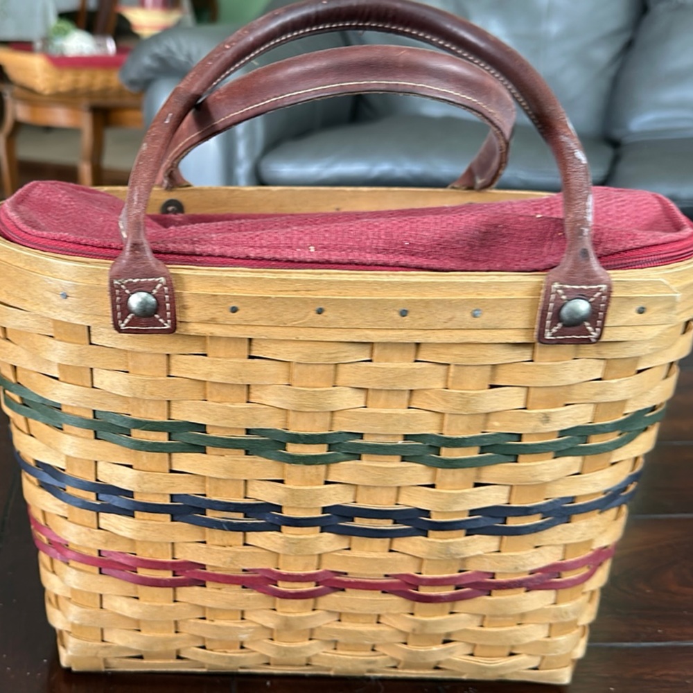 Woven Basket Tote with Leather Handles